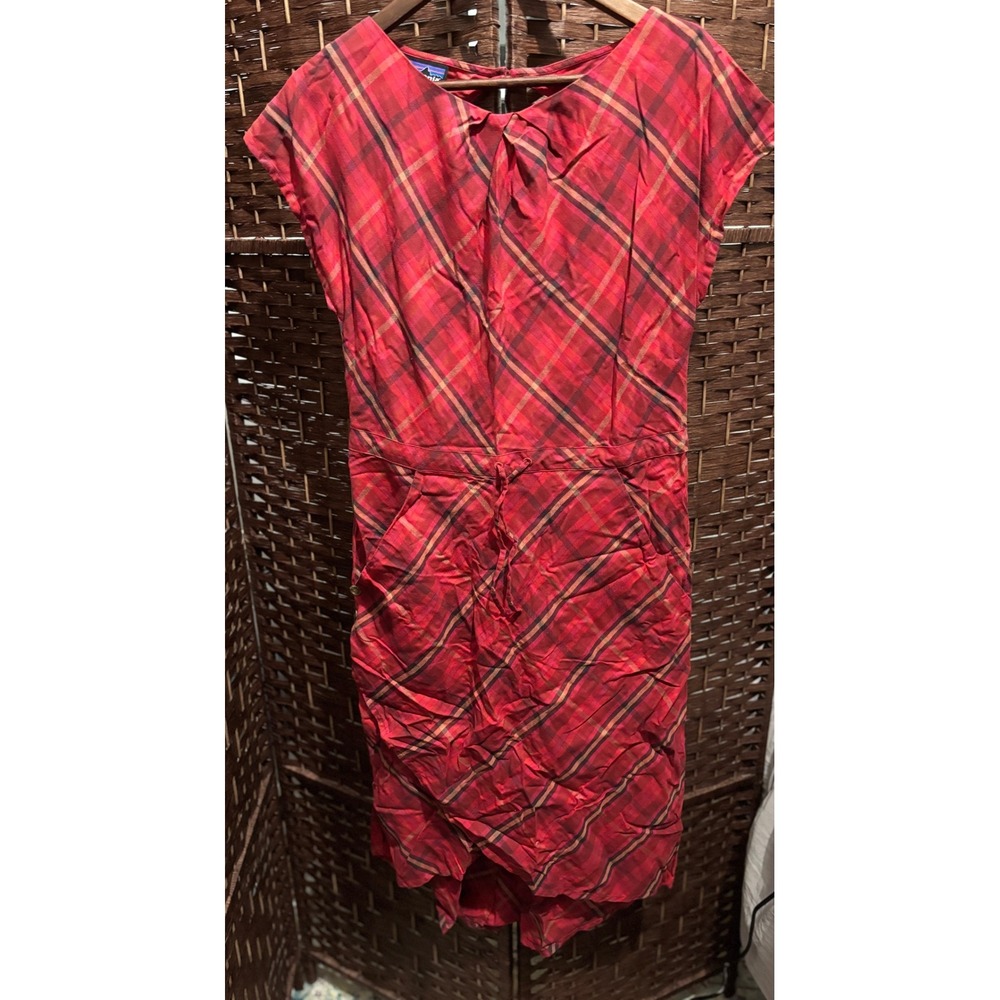 Patagonia dress womens size plaid tartan faux wrap red medium